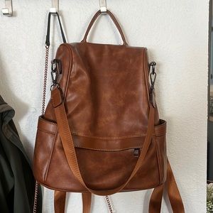 Faux leather backpack